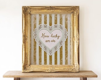 Vintage Gold Heart Wall Art, Romantic Quote (Digital Download)