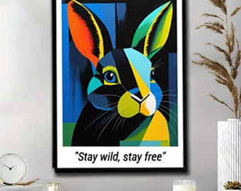 Custom Rabbit Portrait, Geometric Pop Art, Bunny Lover Gift (Digital Download)