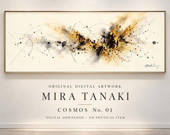 Original Abstract Digital Art – Cosmos No. 01 by Mira Tanaki | Panoramic Printable Wall Art