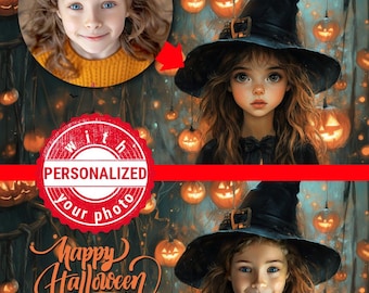 Personalized Halloween Witch Portrait from Photo (Digital File)