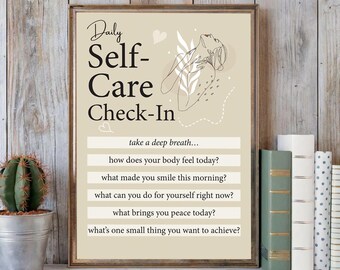 Motivierendes Self-Care Poster, Achtsamkeit Kunstdruck, minimalistische psychische Gesundheit Wanddekor, digitaler Download druckbare