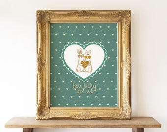 Bunny Couple Valentine's Print – Romantic Anniversary Gift (Digital Download)