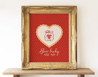 Bear Couple Valentine's Day Print, Romantic Nursery Decor (Digital Download)