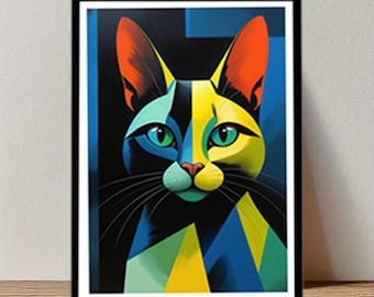 WPAP Cat Portrait – Pop Art Geometric Cubist Print (Digital Download)