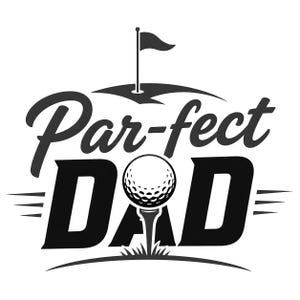 Par-fect Dad golf PNG design with golf ball, tee, and flag elements, created for Father’s Day shirts, mugs, and golf dad gifts.