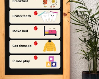 Visual Schedule Cards for Kids: Daily Routine, Editable PDF & Canva