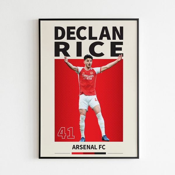 Declan Rice Poster, Declan Rice Arsenal poster, Rice Poster, Declan Rice Arsenal, Gift For Him, Football Poster, Soccer Poster, Declan Rice