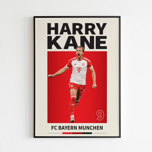 Harry Kane Poster, Bayern München Poster, Bayern München Poster, Harry Kane Minimalistisches Poster, Fußball Poster, Fußball Poster, Geschenk für Ihn