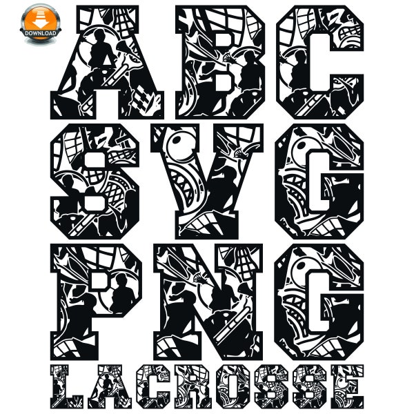 Lacrosse College Doodle Alphabet Svg, Lacrosse Font Svg, College Alpha Svg, College Letter Set Svg, For Cricut