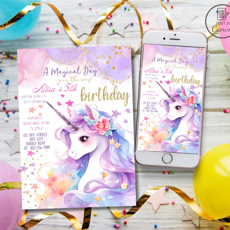 Unicorn Birthday Invitation - Etsy
