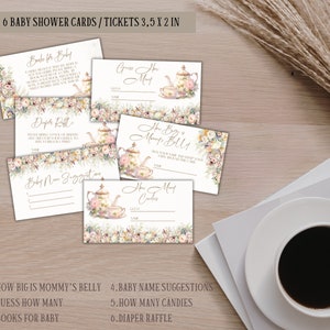 Teacup Raffle Editable Tea Time Baby Shower Games Floral Baby Sprinkle Par-tea Game ...