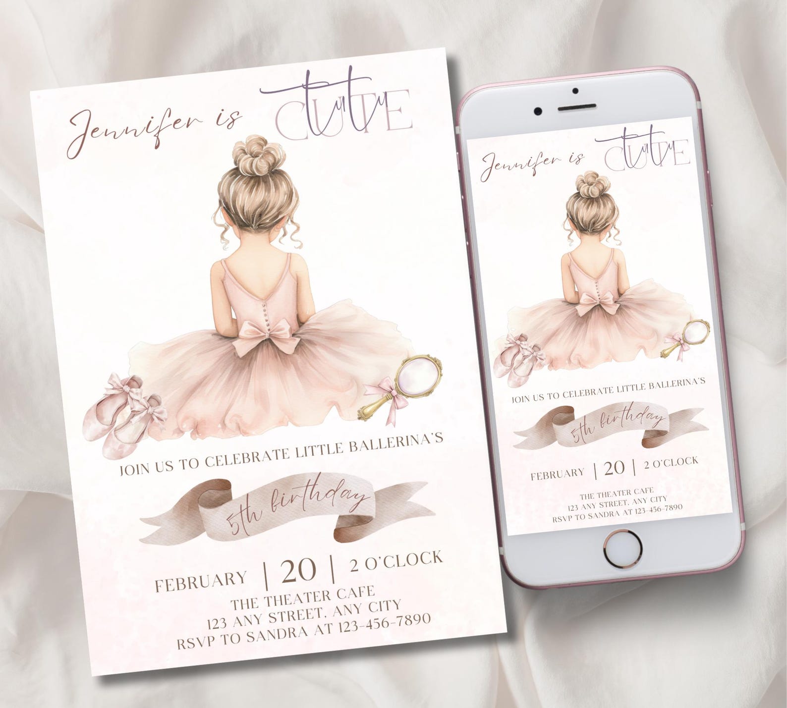Editable Ballerina Birthday Invitation Ballet Dancer Girls Template ...