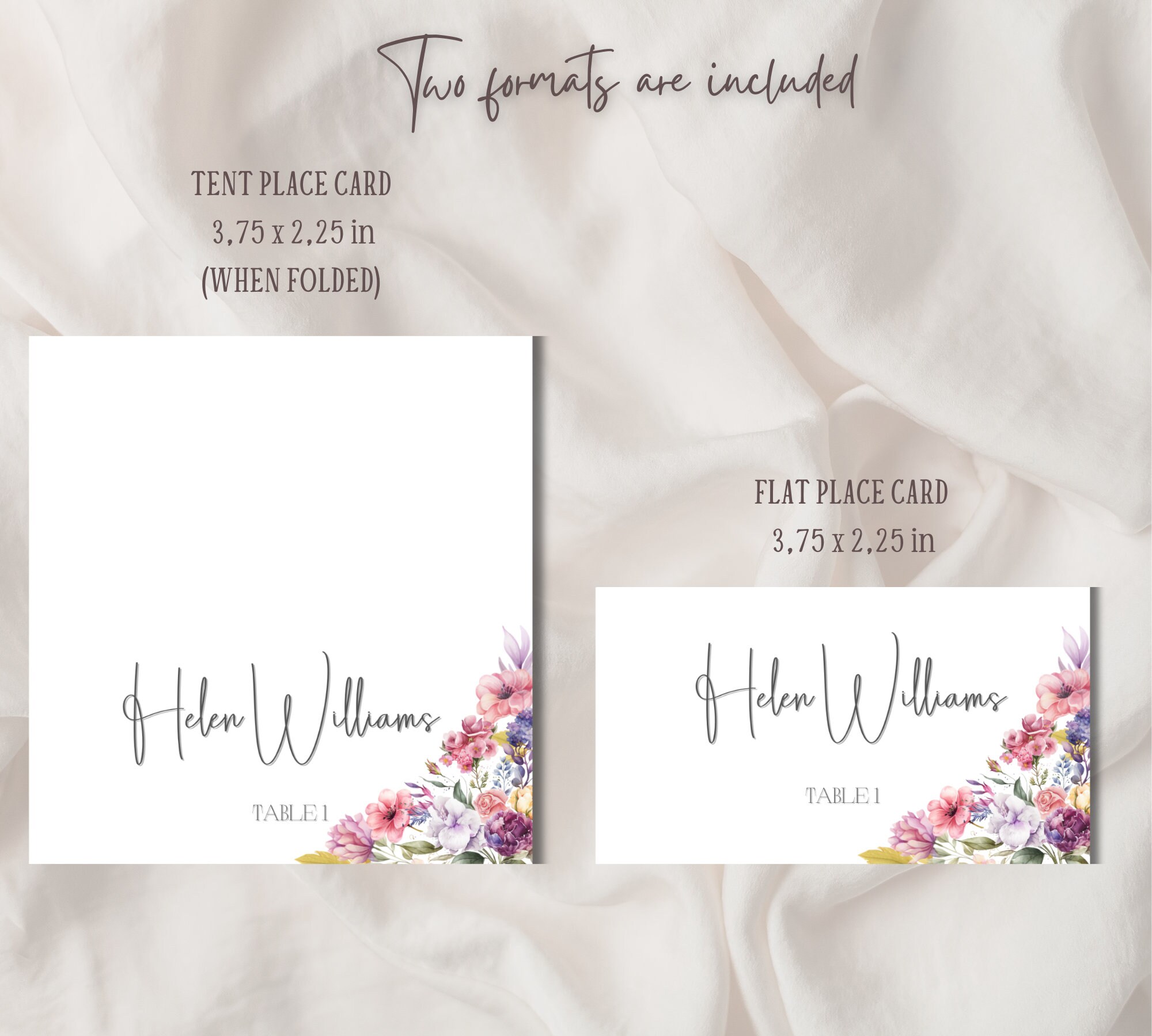 Editable Place Card Template, Customisable Name Card for Wedding ...