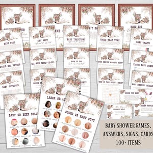 Editable little cowgirl baby shower games, Wild West sprinkle game bundle Girl country Western party activity pack Printable rodeo templates