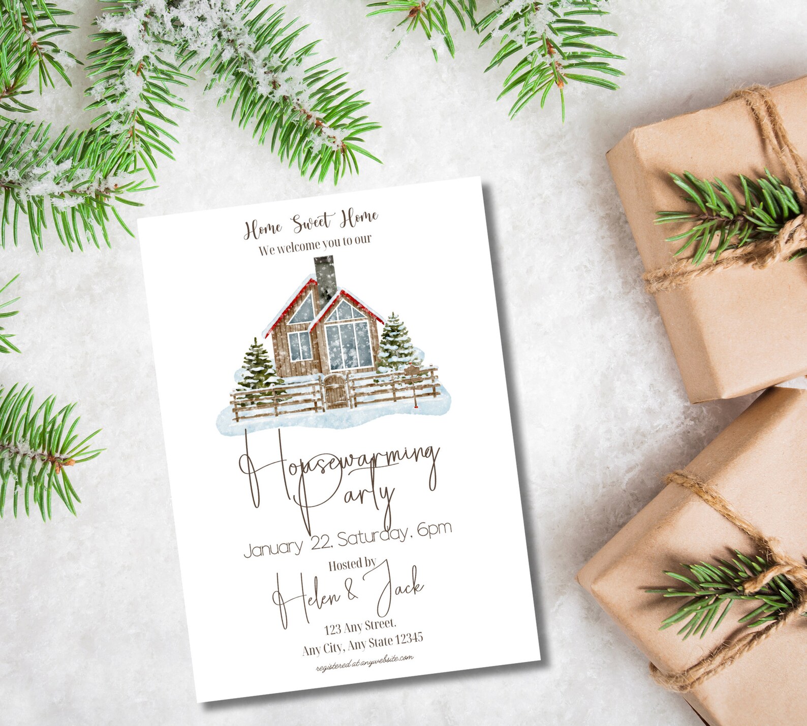 Winter Housewarming Party Invitation, Snowy House Warming Dinner Invite