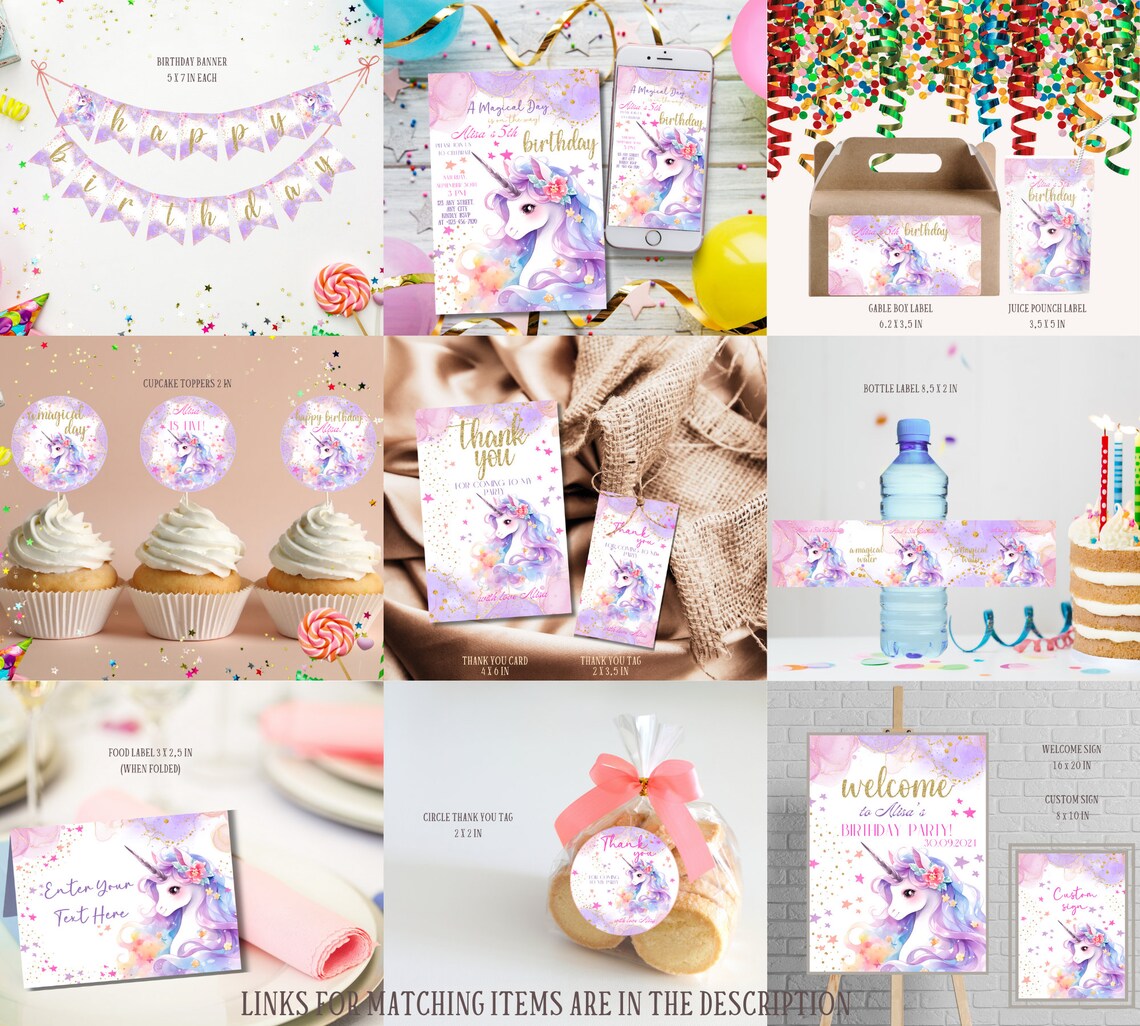 Editable Cute Unicorn Welcome Sign Template, Magical Pony Birthday ...