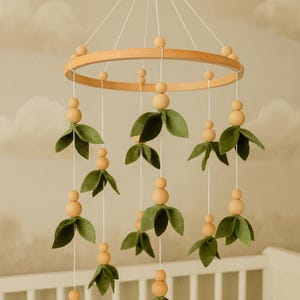 Floral Forest style baby crib mobile, Lighter and darker leaves,Leaf crib mobile,Baby shower gift, Minimalist mobile Inactive,Floral nursery