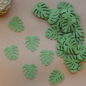 Foglie tropicali - Confezione da 10 foglie - Foglia di Monstera - Feltro fustellato fai da te, fogli di feltro fatti a mano - Taglio laser