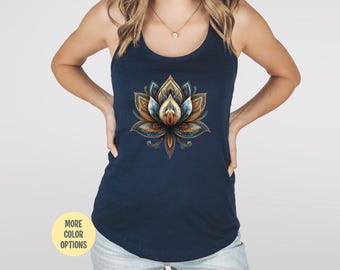 Tanktop met lotusbloem en mandala: yoga-zenshirt