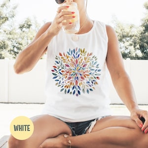 Mandala Tank Top Comfort Colors® Tank Top Cute Mandala Shirt Watercolor Flower Tank Top Floral Mandala Yoga Shirt Cute Yoga Tank Top Women