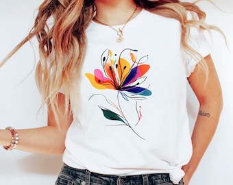 Akvarellblomma-t-shirt: Minimalistisk blomdesign