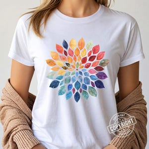 Blumen Mandala T-Shirt, Frauen Fit T-Shirt, Boho Blumen Yoga T-Shirt, Baumwolle Damen Shirt, spirituelle Blume Shirt, Frauen Grafik T-Shirt