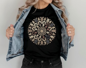 Mandala T-Shirt: Colorful Leopard Print Shirt, Animal Print Tshirt, Womens Floral Mandala Shirt, Yoga T Shirt, Gift for Bestie, Flower Shirt