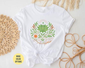 Lotus Flower T-Shirt: Whimsical Boho Floral Tshirt, Yoga Lover Shirt, Meditation Tshirt, Boho Flower Shirt, Yoga Gift For Her, Mandala Shirt