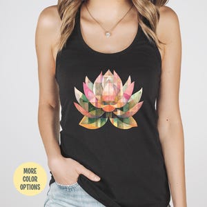 Lotus Flower Racerback Tank Top: Yoga, Meditation, Cubism Art