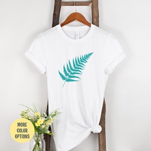 Fern Leaf T-Shirt, Fern Shirt, Fern Print Shirt, Yoga T-Shirt, Outdoor Shirt, Minimalist Shirt, Nature T-Shirt, Zen Shirt, Gift for Yogi