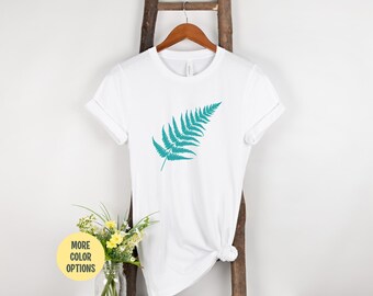 Camiseta con estampado de helechos: camiseta minimalista de naturaleza, camiseta de yoga