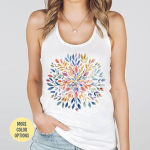 Mandala Tank Top Colorful Mandala Shirt Cute Mandala Shirt Watercolor Flower Tank Top Floral Mandala Yoga Shirt Cute Yoga Tank Top Women