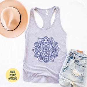 Mandala Tank Top, Lotus Flower Mandala Shirt, Cute Mandala Shirt, Lotus Flower Tank Top, Flower Mandala, Yoga Top, Cute Yoga Tank Top Women