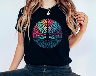 Chemise arbre, chemise amoureux de la nature, chemise arbre de vie, chemise jour de la Terre, t-shirt nature unisexe, cadeau pour amateur de plein air