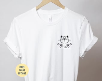 T-shirt chat méditant : cadeau yoga amusant pour les amoureux des chats