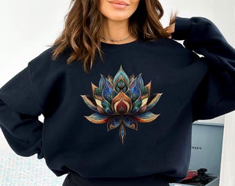 Lotus Flower Sweatshirt: Yoga Shirt, Meditation Sweatshirt, Floral Shirt, Gift for Yogi, Boho Floral Gift For Her, Zen Buddhist Shirt