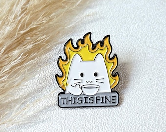 Pin - Anstecker - Anstecknadel - Brosche - Button- Clip - Katze mit Kaffee