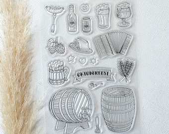 19 teiliges Stempelset Bierfest - Silikonstempel - Stempelset - Clear Stamps - transparente Stempel - Oktoberfest
