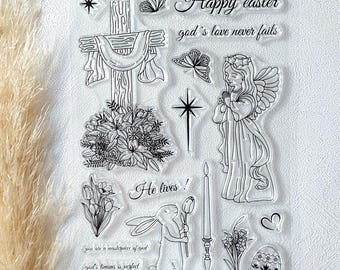 18 teiliges Stempelset Ostern - Silikonstempel - Stempelset - Clear Stamps - transparente Stempel - Engel