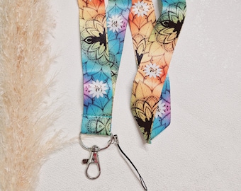 Lanyard - porte-clés - ruban pour clés fleurs