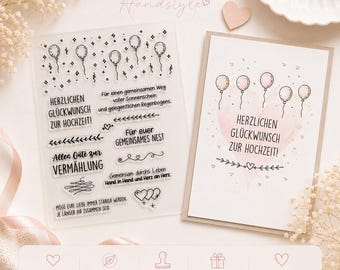 12-piece stamp set with sayings and motifs for weddings - stamps for weddings