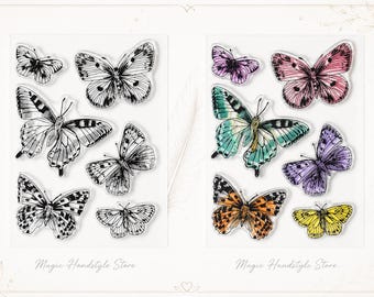 6-piece stamp set with 6 individual butterfly stamps for your DIY projects