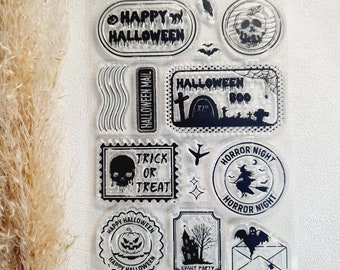 Stempel Halloween - Silikonstempel - Stempelset - Clear Stamps - transparente Stempel - Scrapbooking - Bullet Journal Briefmarke