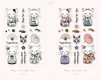 17-piece cat stamp set with cute cat motifs in kawaii design - stamps for true cat lovers