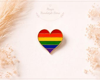 Colorful heart pin in rainbow style - a stylish pin