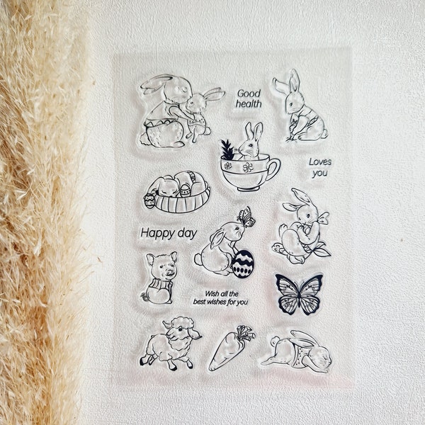 Stempel Ostern Osterhase - Silikonstempel - Stempelset - Clear Stamps - transparente Stempel