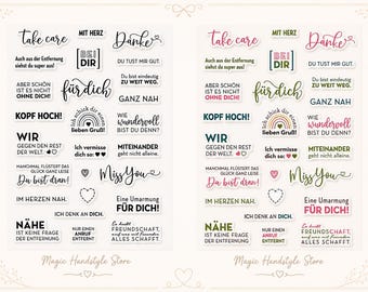 26-piece stamp set with German sayings - stamps with heartfelt messages