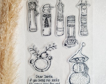 Stempel Weihnachten Figuren - Silikonstempel - Stempelset - Clear Stamps - transparente Stempel