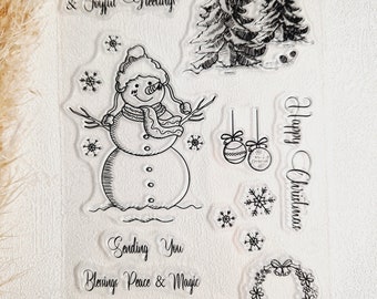 Stempel Winter Weihnachten Schneemann - Silikonstempel - Stempelset - Clear Stamps - transparente Stempel