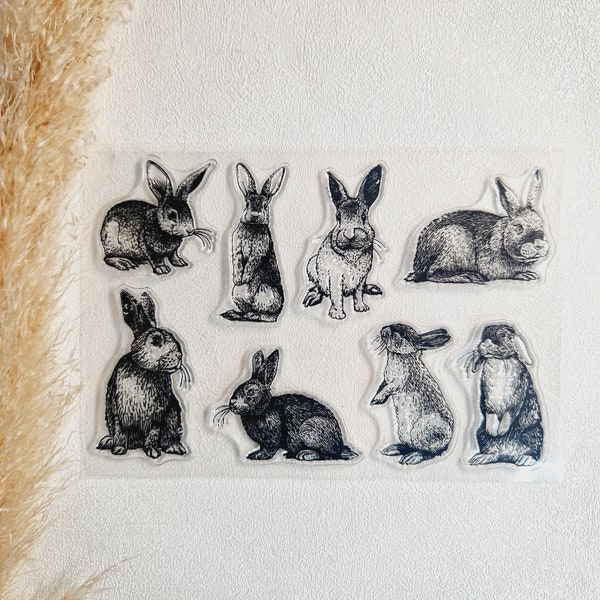 Stamp bunnies rabbits - silicone stamps - stamp set - clear stamps - transparent stamps Easter bunny